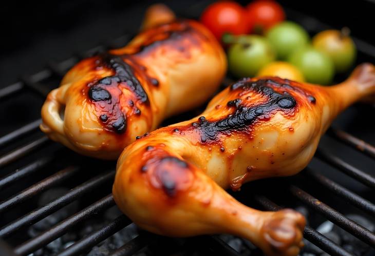 Grilled Chicken Legs with Veggies on the Grill Pan